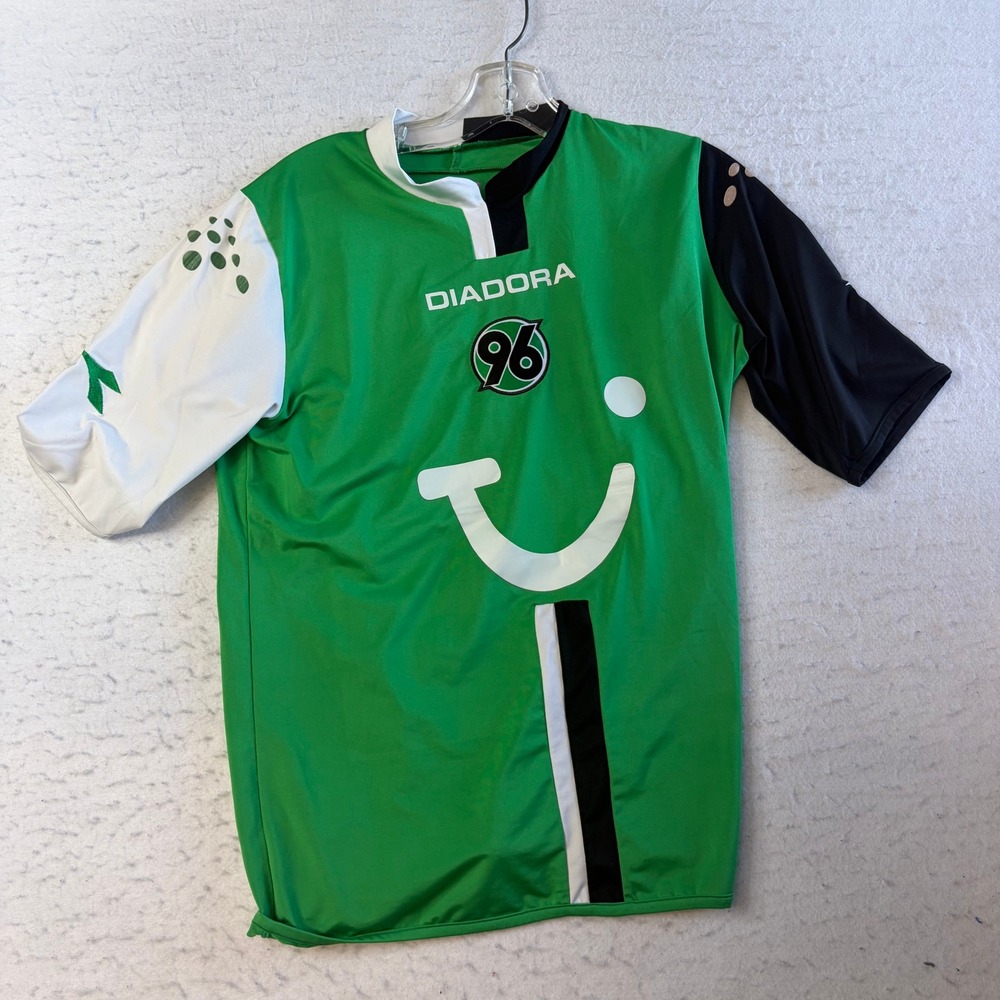 Diadora Hannover 96 Soccer Jersey Mens Size Large Green Short Sleeve TUI Sponsor